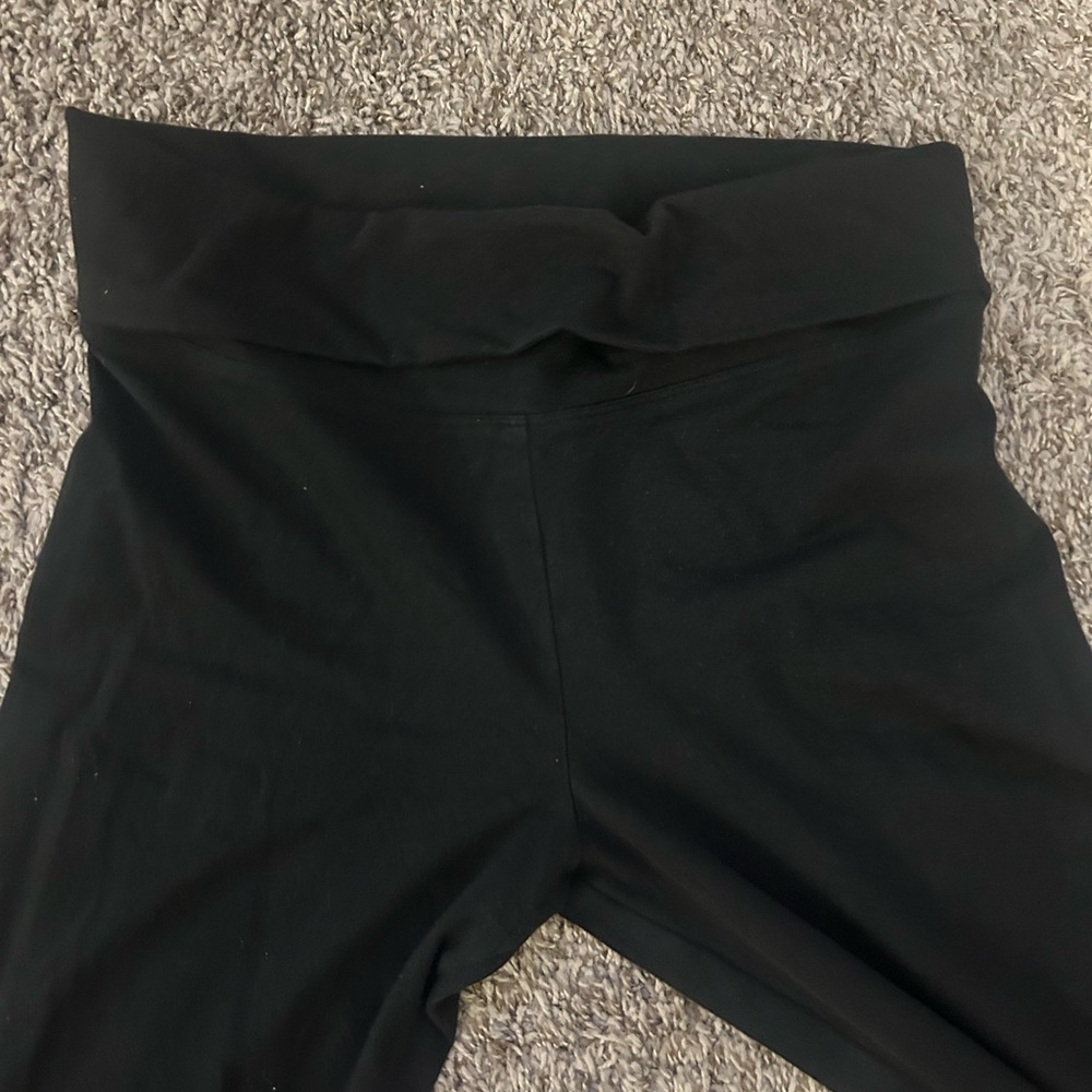 PINK Victoria's Secret Black Fold-Over Waist Leggings Tall Long